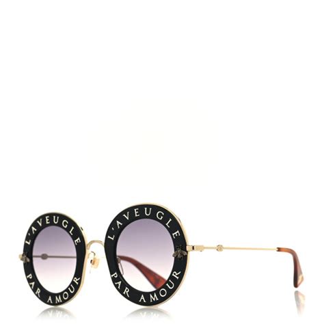 GUCCI Metal L'Aveugle Par Amour Round Frame Sunglasses.